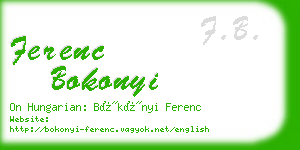 ferenc bokonyi business card